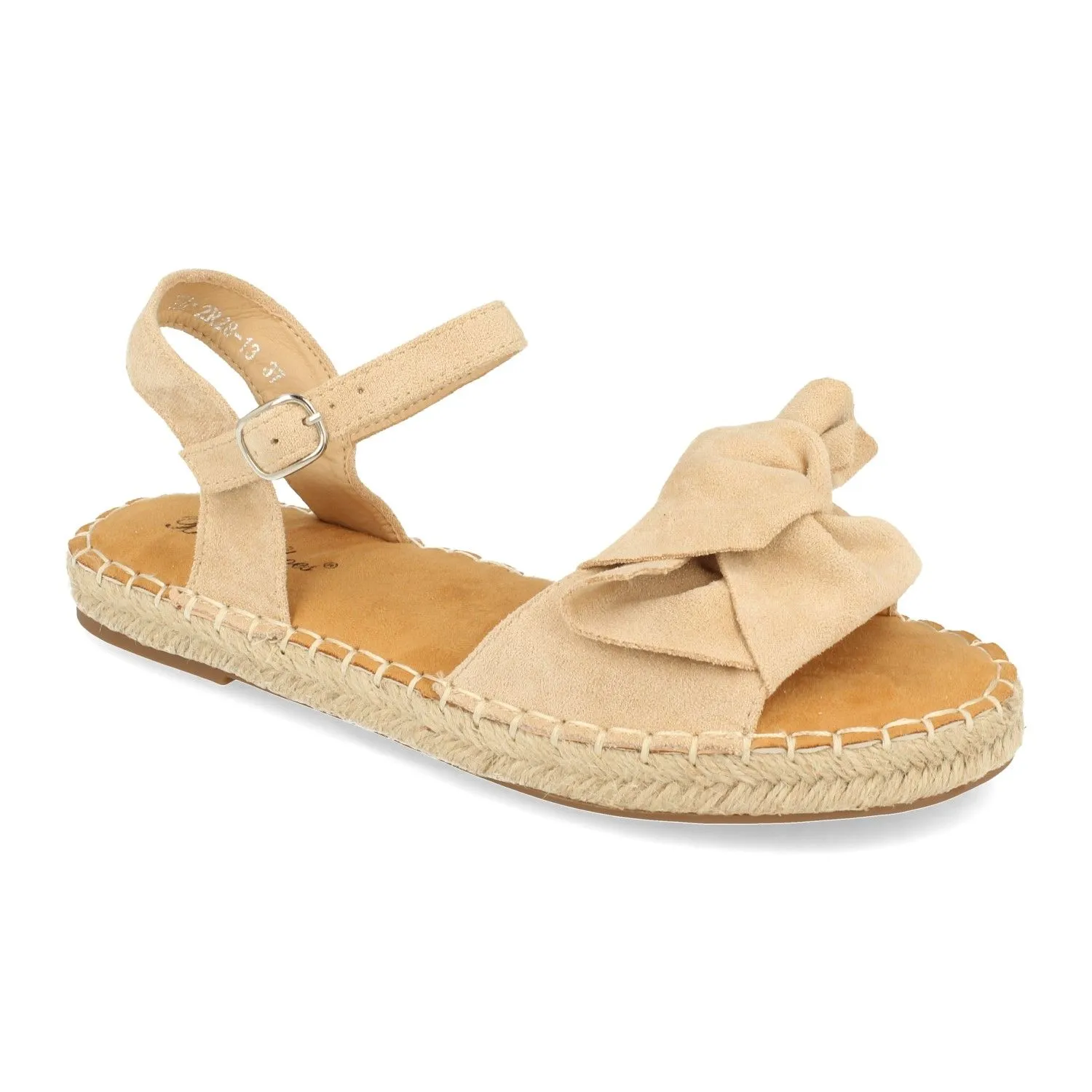 Sandalia de yute con lazo color beige