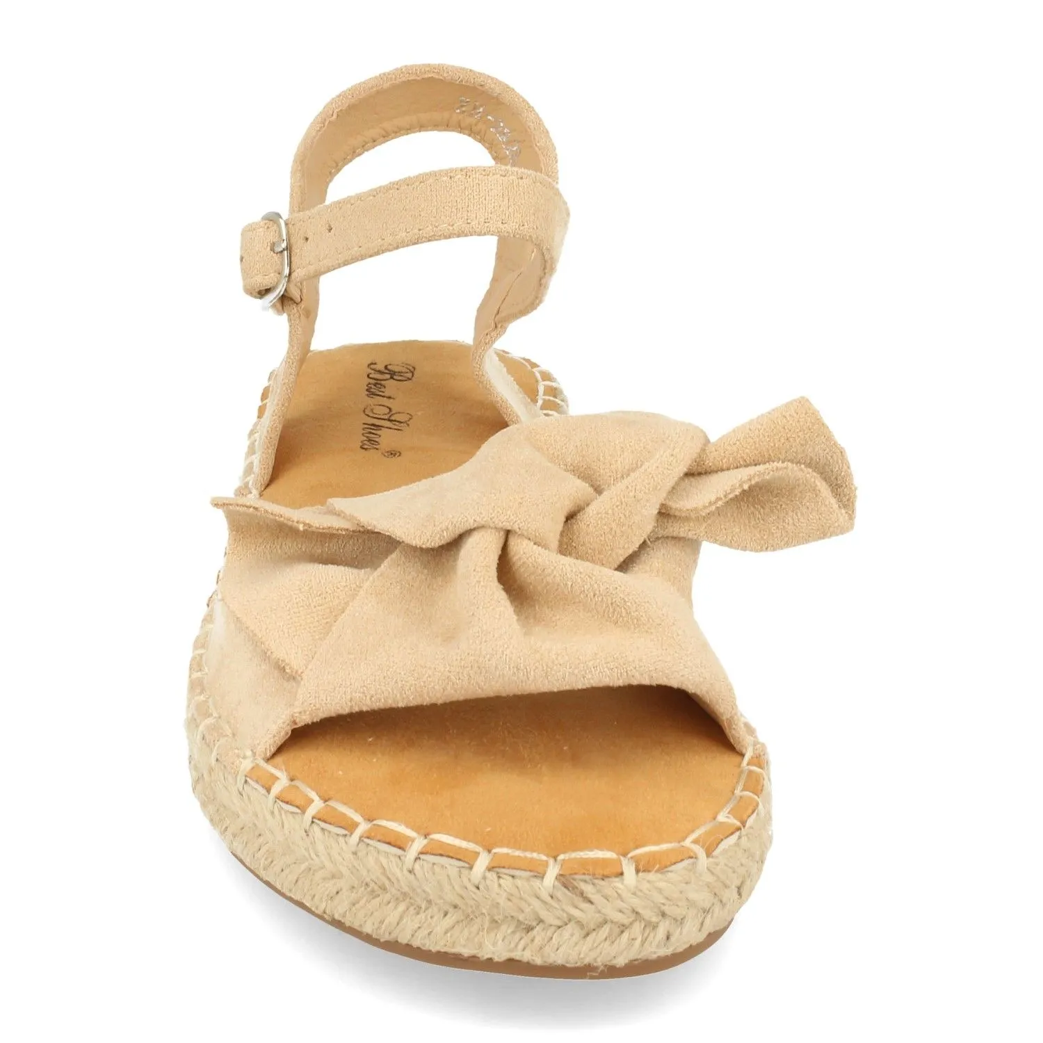 Sandalia de yute con lazo color beige