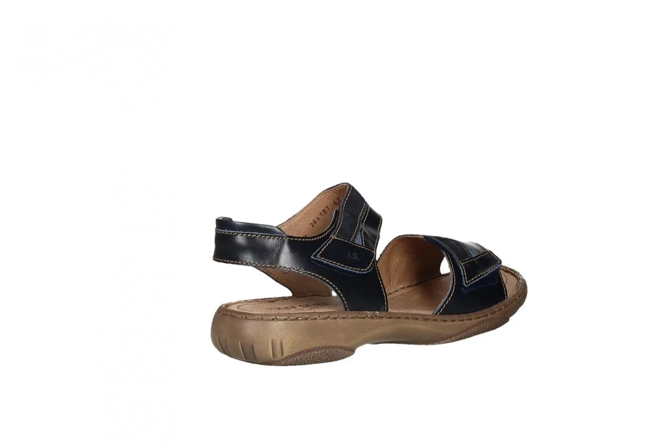 Sandalia Dos Velcros Piel Azul Marino