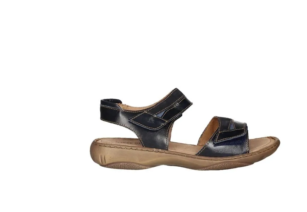 Sandalia Dos Velcros Piel Azul Marino