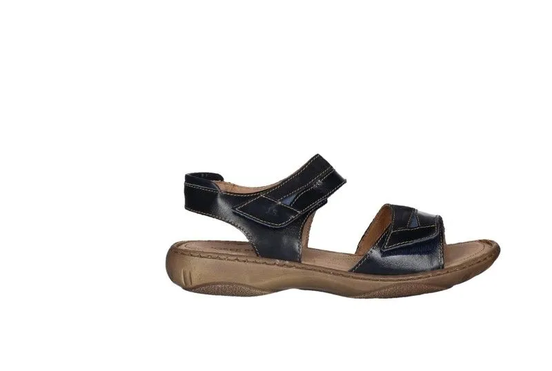 Sandalia Dos Velcros Piel Azul Marino