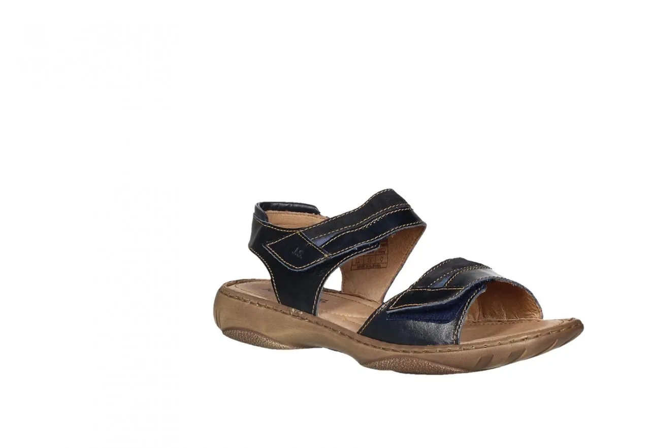 Sandalia Dos Velcros Piel Azul Marino
