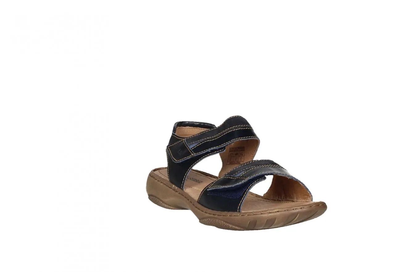 Sandalia Dos Velcros Piel Azul Marino