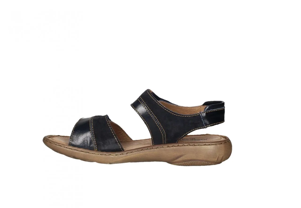 Sandalia Dos Velcros Piel Azul Marino