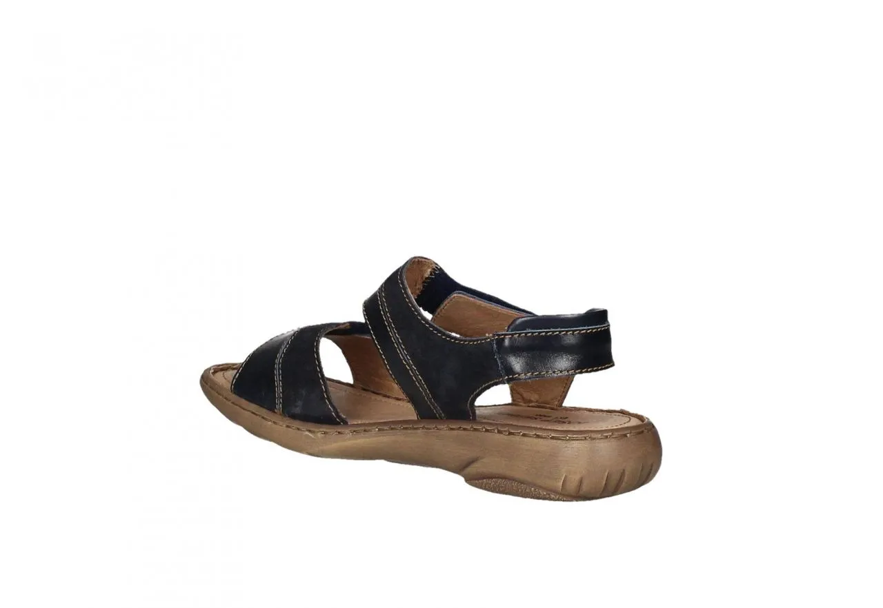 Sandalia Dos Velcros Piel Azul Marino