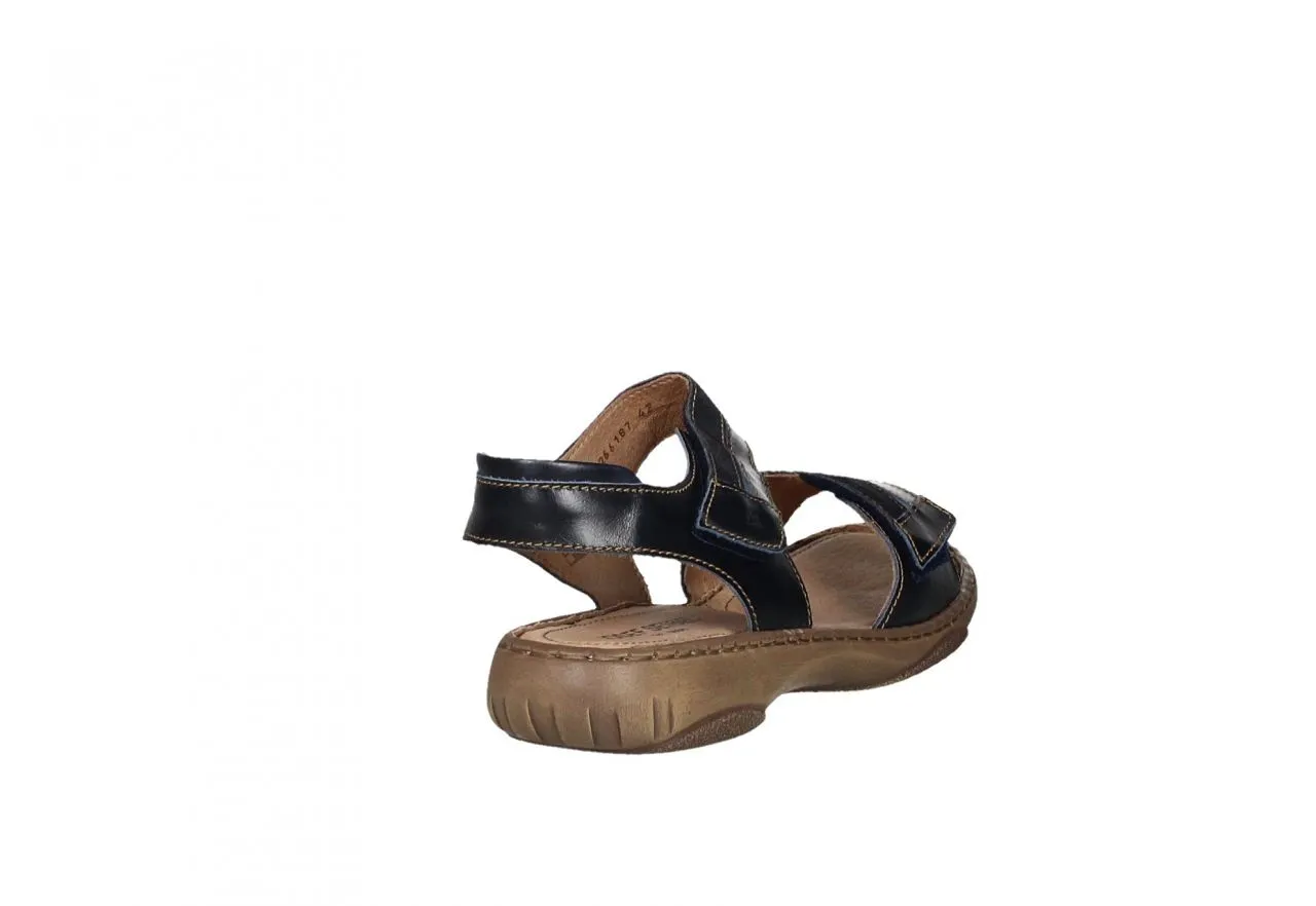 Sandalia Dos Velcros Piel Azul Marino