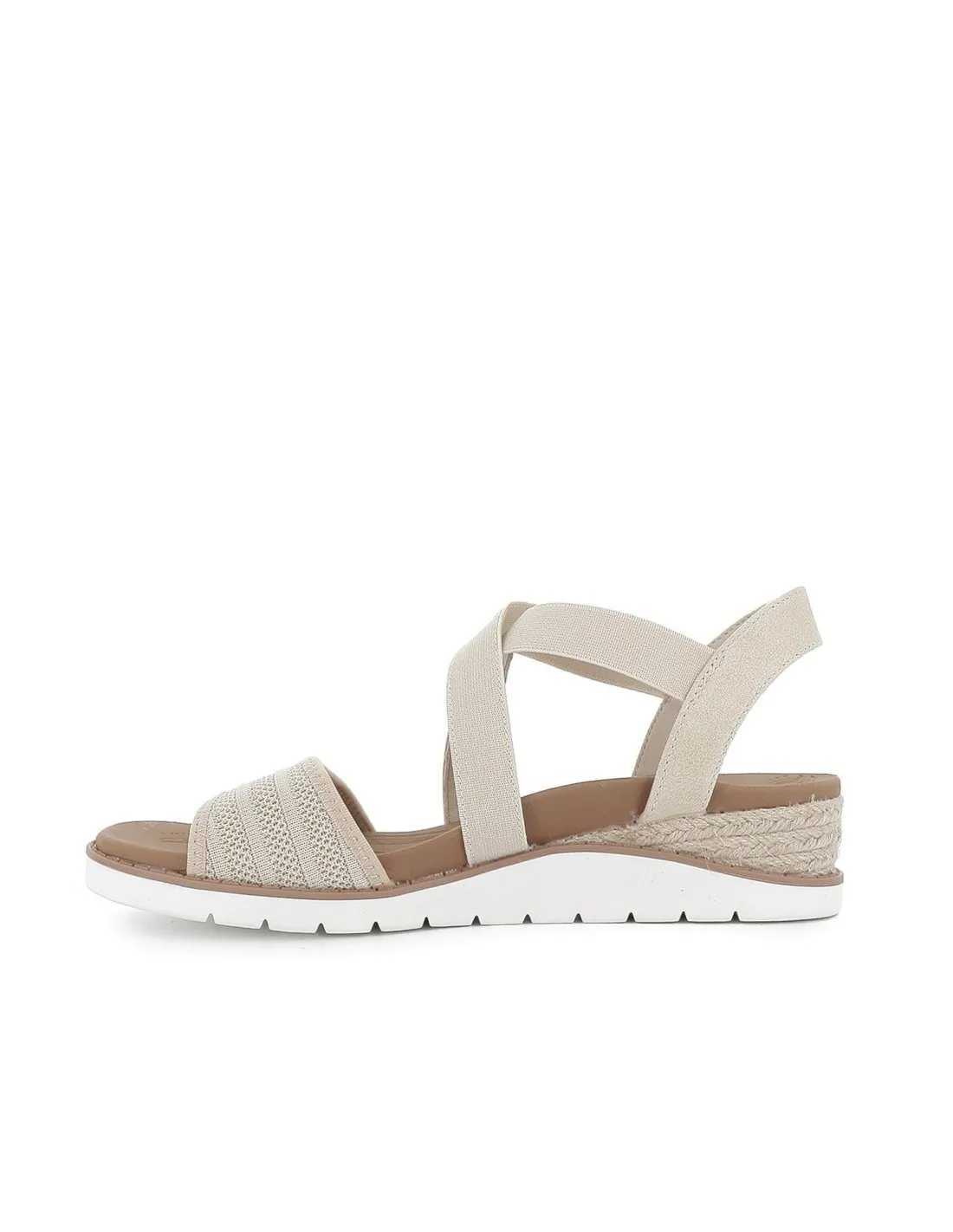 Sandalia elásticos diseño tiras cruzadas beige Skechers