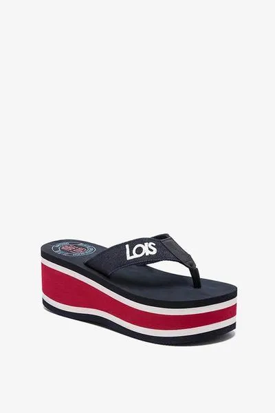 sandalia lois  plataforma azul/roja/blanca