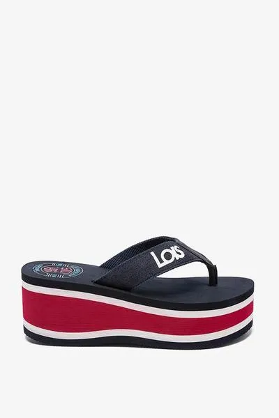 sandalia lois  plataforma azul/roja/blanca