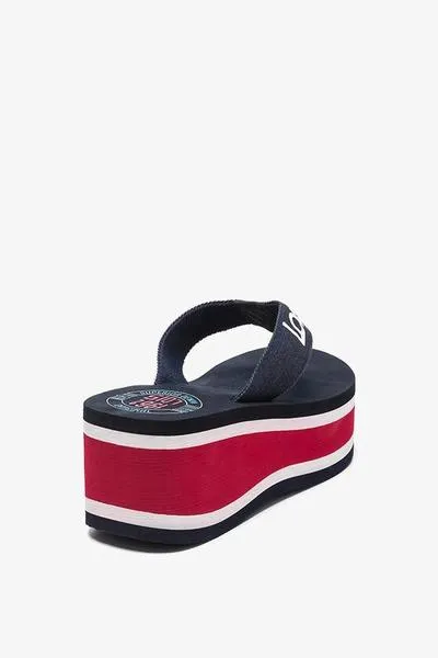 sandalia lois  plataforma azul/roja/blanca