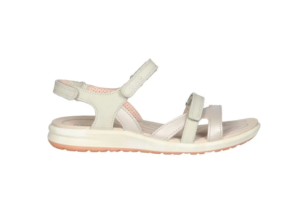 Sandalia Piel Beige/gris Tiras 3 Velcros