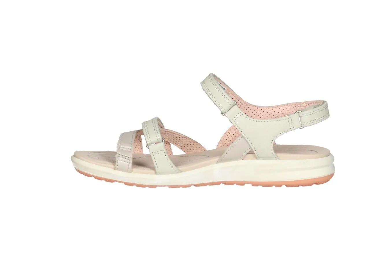 Sandalia Piel Beige/gris Tiras 3 Velcros