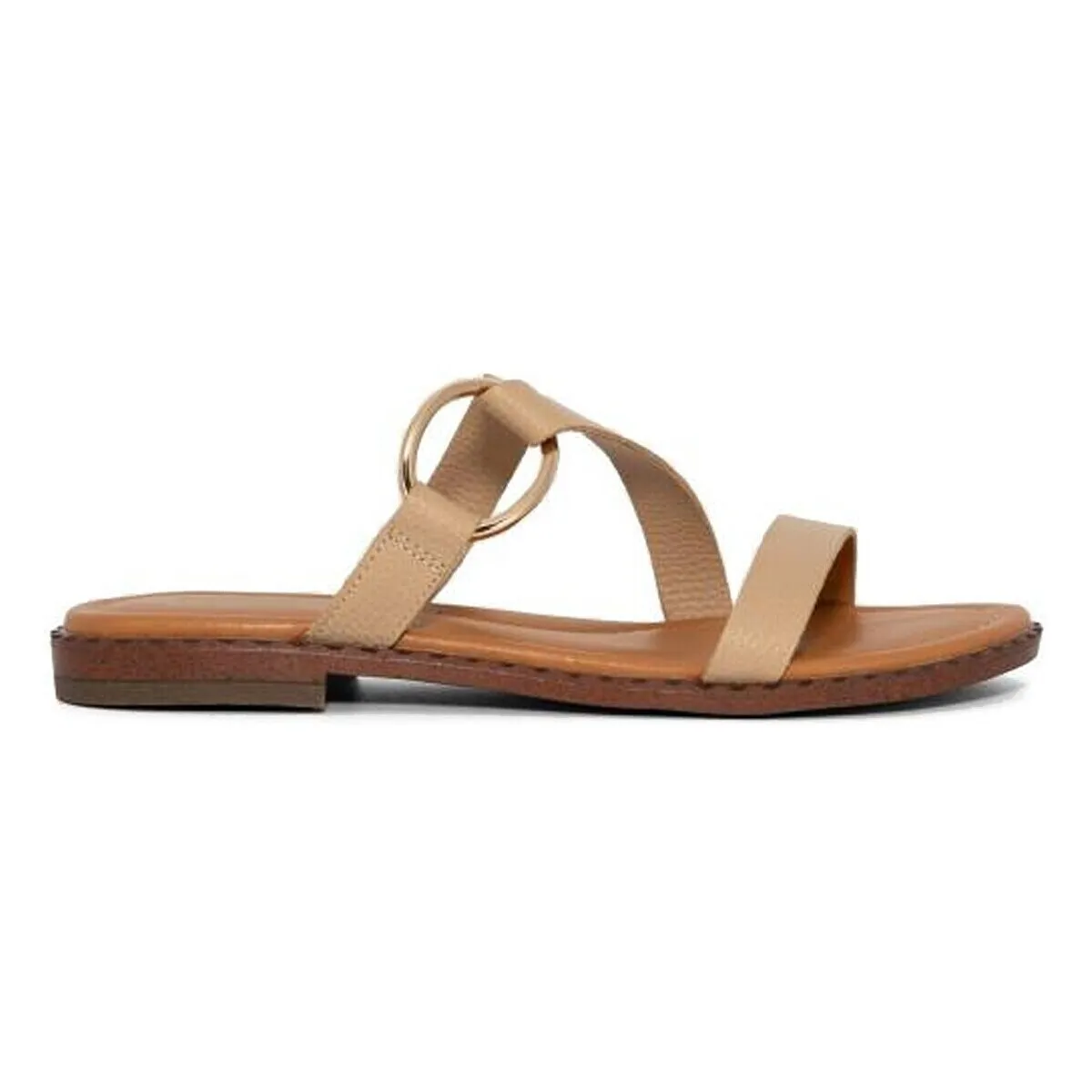 SANDALIA PLANA DE PIEL  MENORCA 009 BEIGE