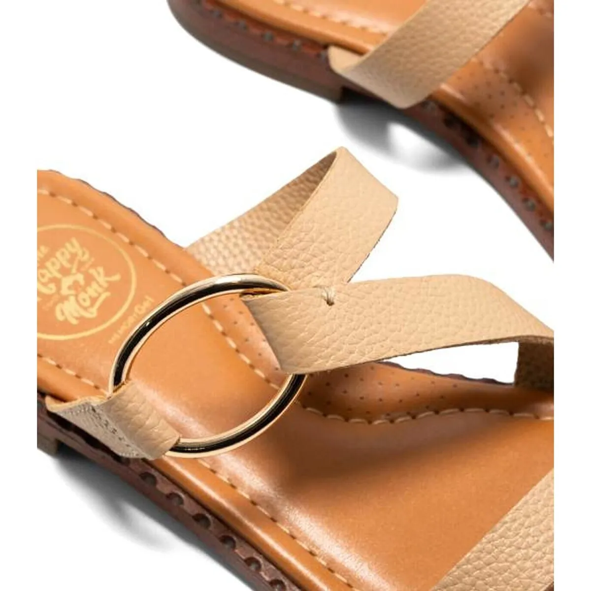 SANDALIA PLANA DE PIEL  MENORCA 009 BEIGE