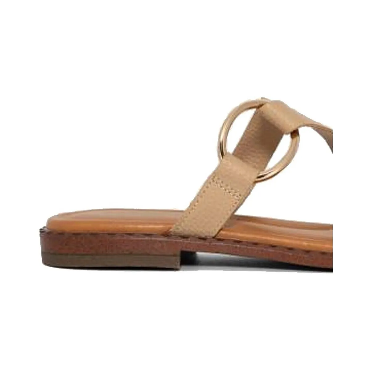 SANDALIA PLANA DE PIEL  MENORCA 009 BEIGE