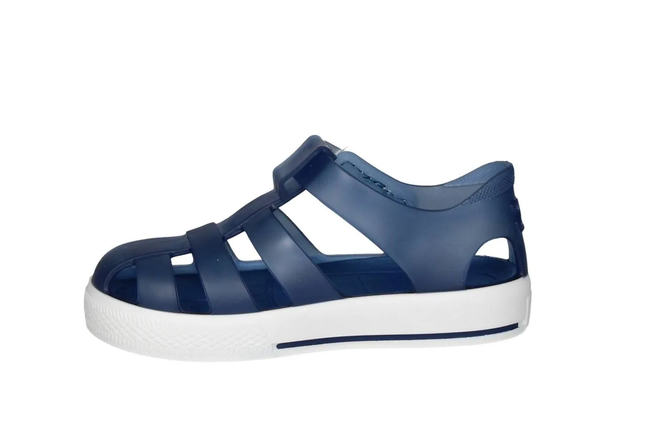 Sandalia Playa Azul Velcro Piso Blanco Filo Banda Azul