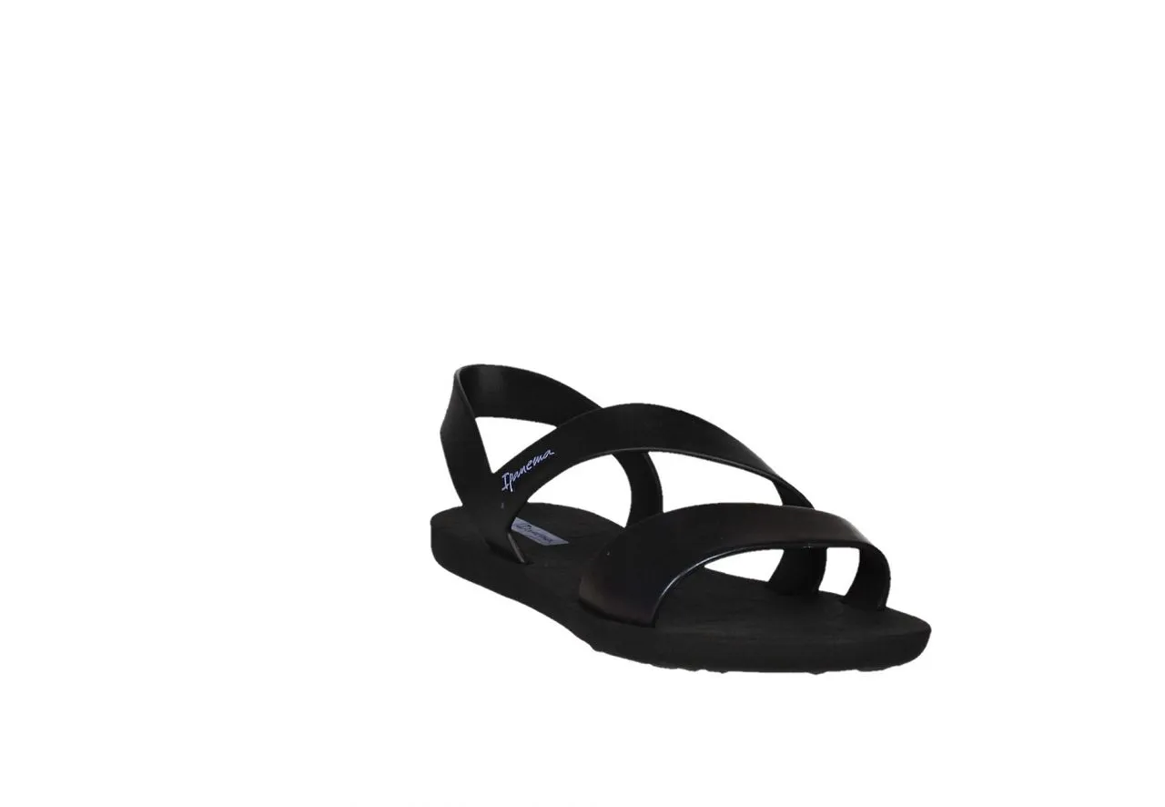 Sandalia Playa Negro Tira Metalizada Azul