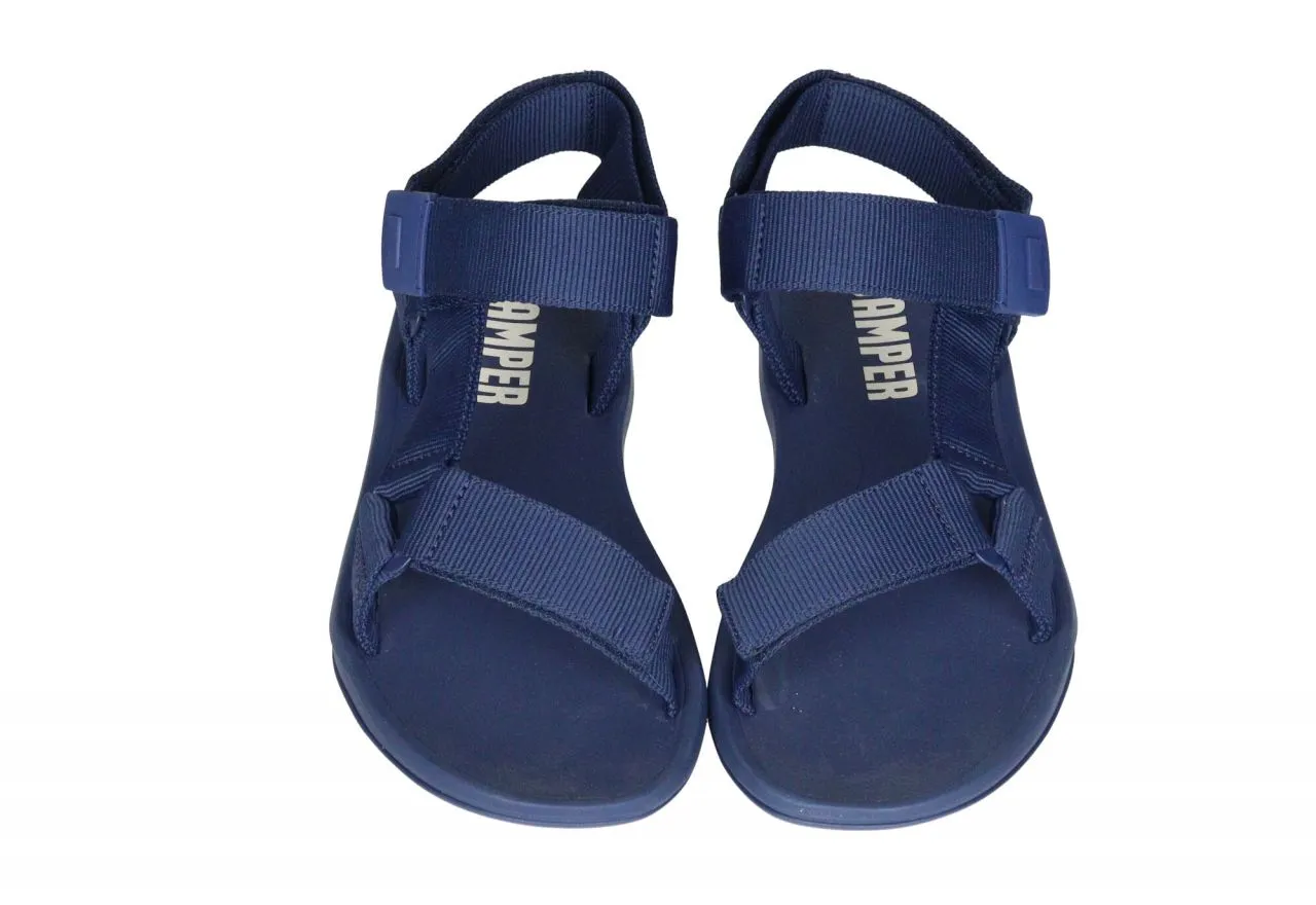Sandalia Textil Azul Velcro 3 Tiras