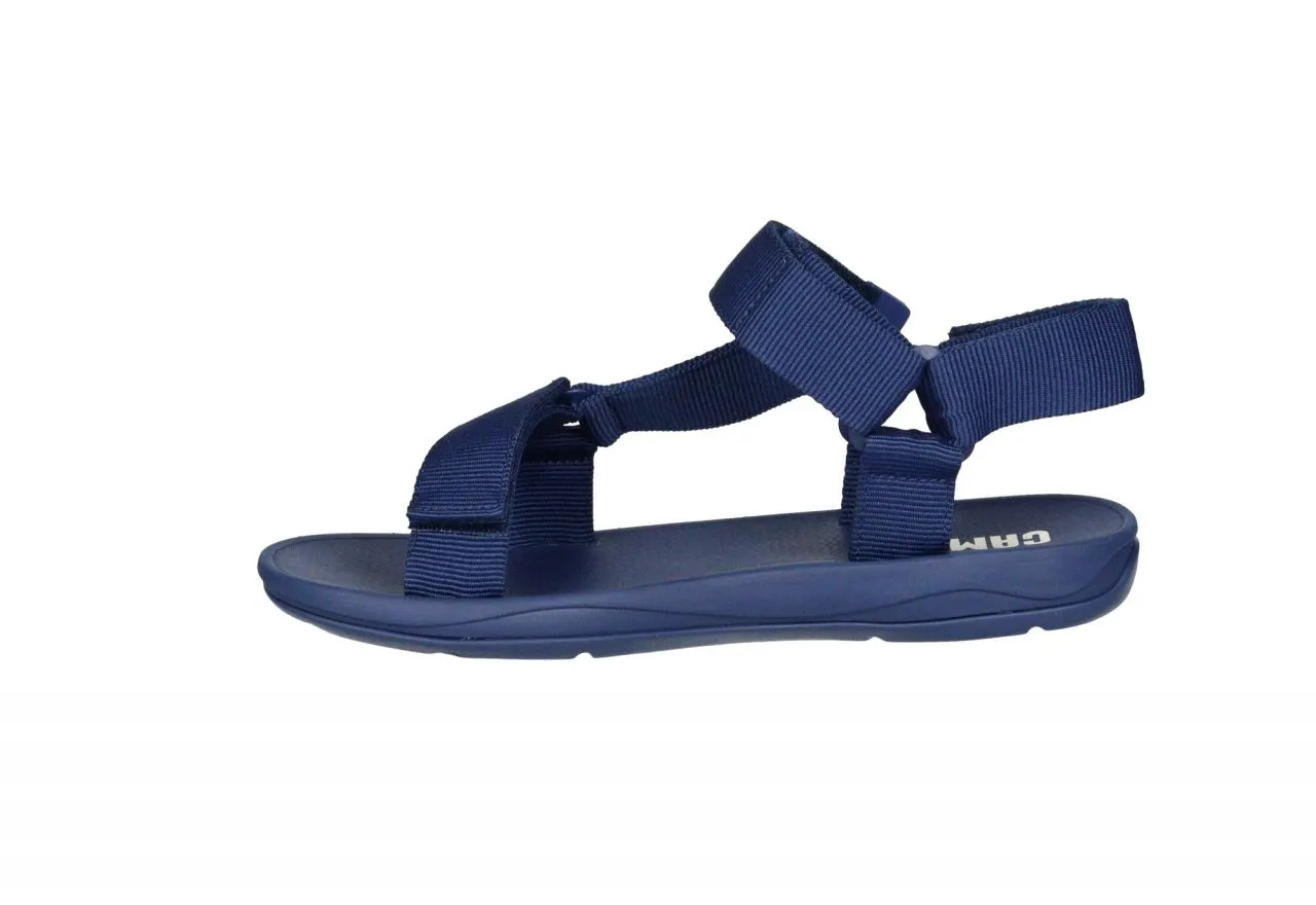 Sandalia Textil Azul Velcro 3 Tiras