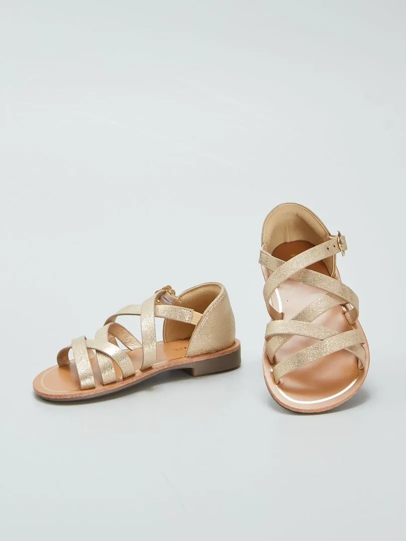 SANDALIAS CON TIRAS  AMARILLO