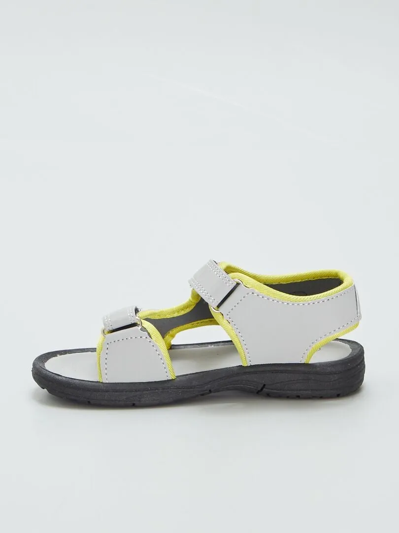 SANDALIAS CON VELCRO BICOLORES  GRIS