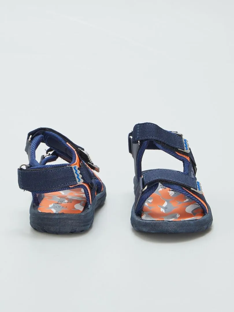 SANDALIAS CON VELCRO 'TIBURóN'  AZUL