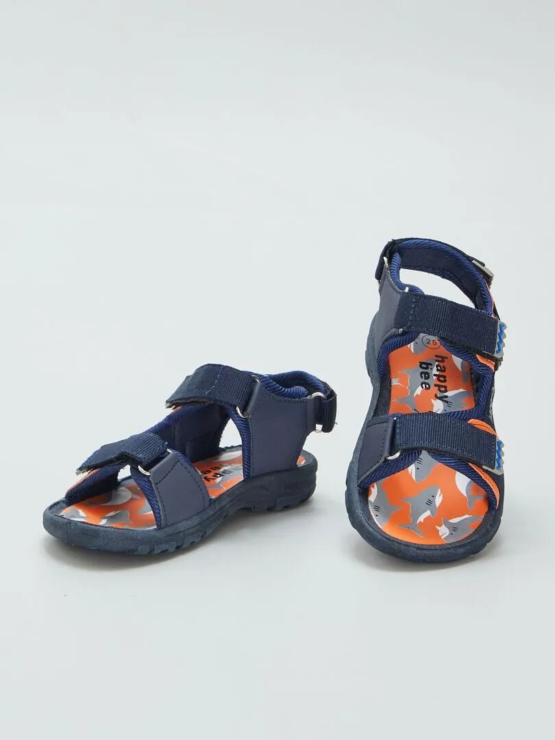 SANDALIAS CON VELCRO 'TIBURóN'  AZUL
