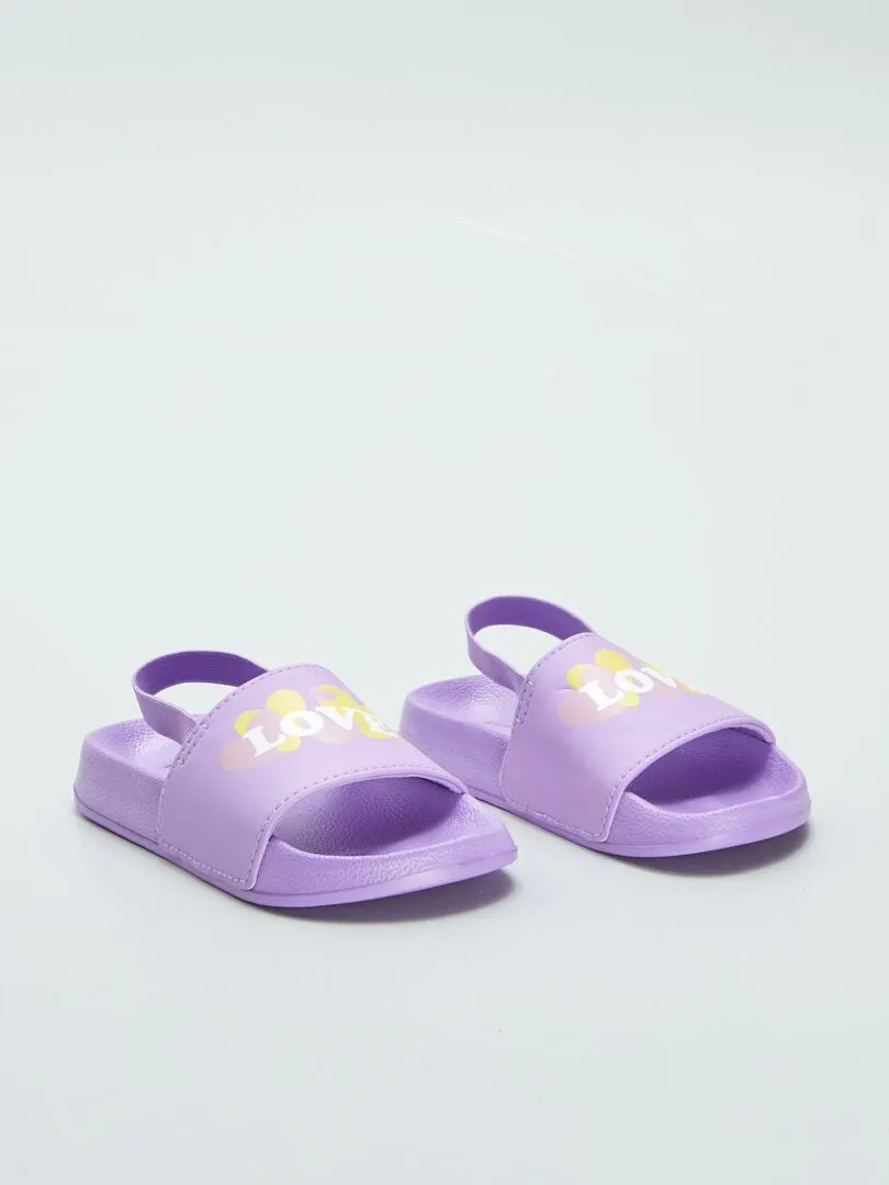 SANDALIAS ESTAMPADAS CON TIRA ELáSTICA  PURPURA