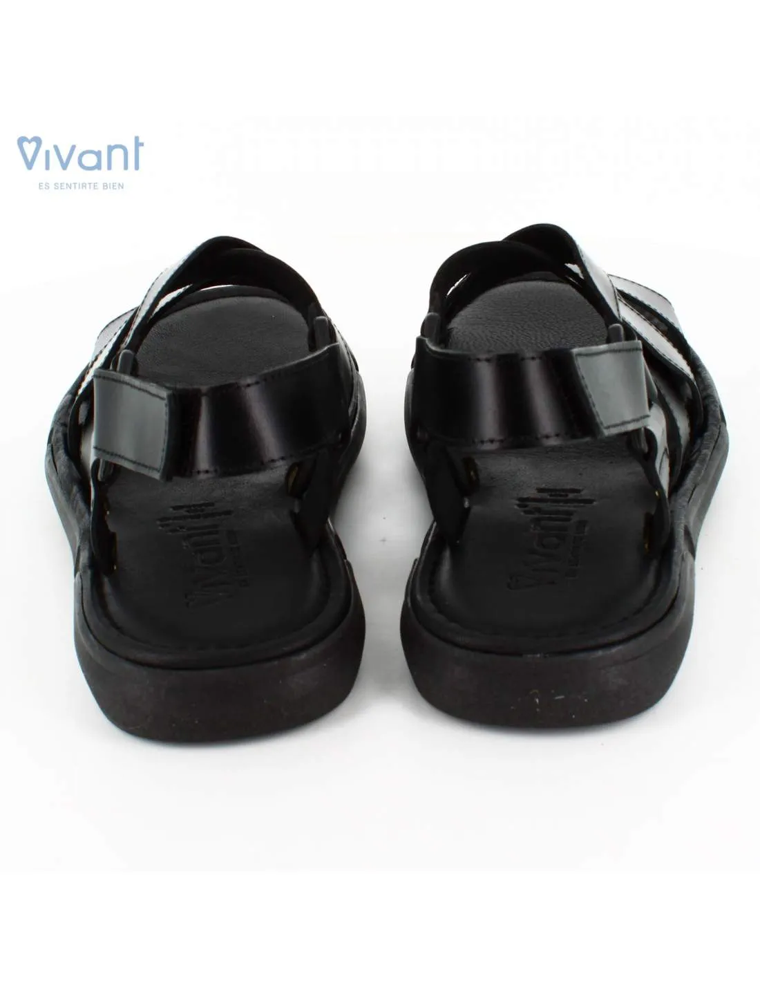 Sandalias Hombre Piel Vaquetilla Negra