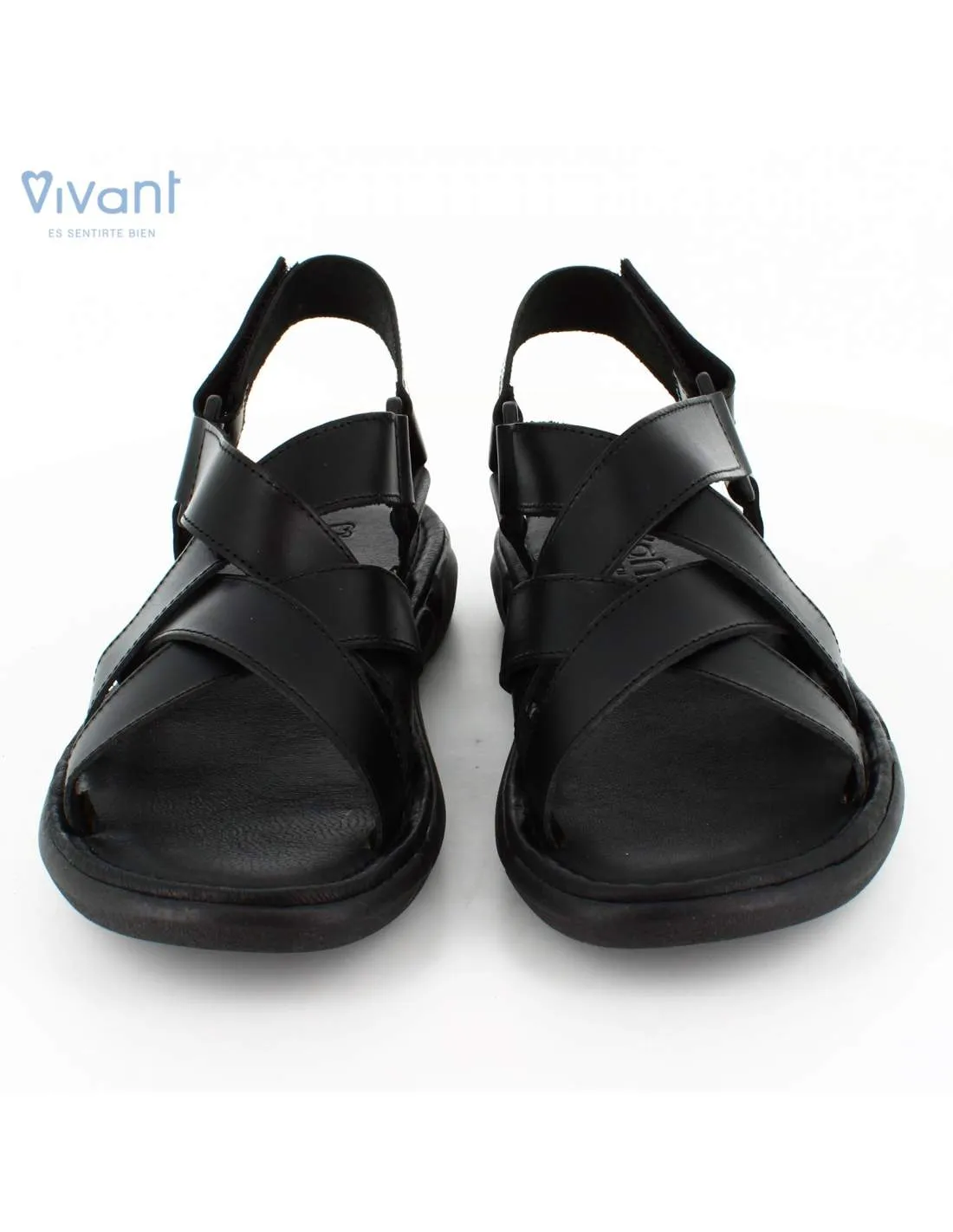 Sandalias Hombre Piel Vaquetilla Negra