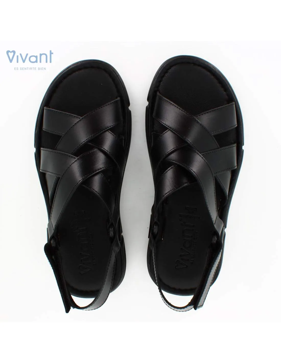 Sandalias Hombre Piel Vaquetilla Negra