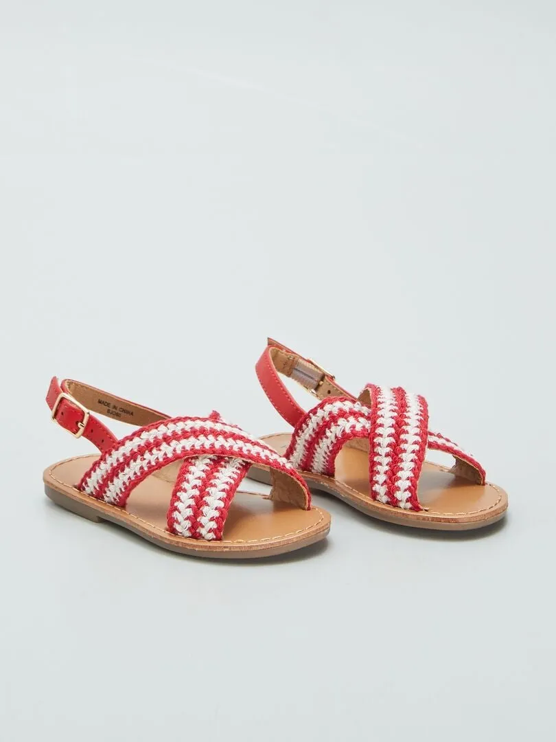 SANDALIAS PLANAS CON TIRAS CRUZADAS  ROJO