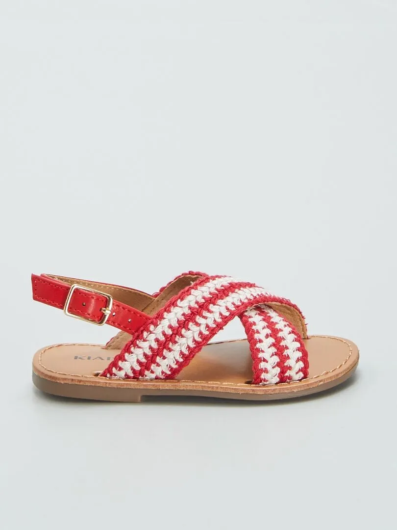 SANDALIAS PLANAS CON TIRAS CRUZADAS  ROJO