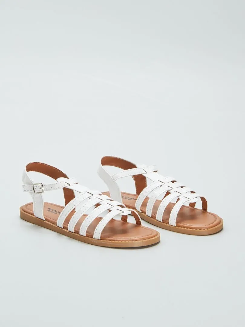 SANDALIAS PLANAS CON VARIAS TIRAS  BLANCO