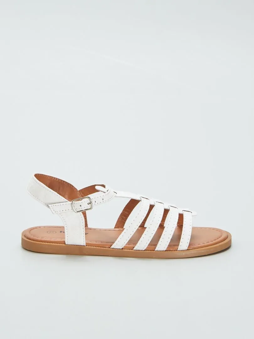 SANDALIAS PLANAS CON VARIAS TIRAS  BLANCO