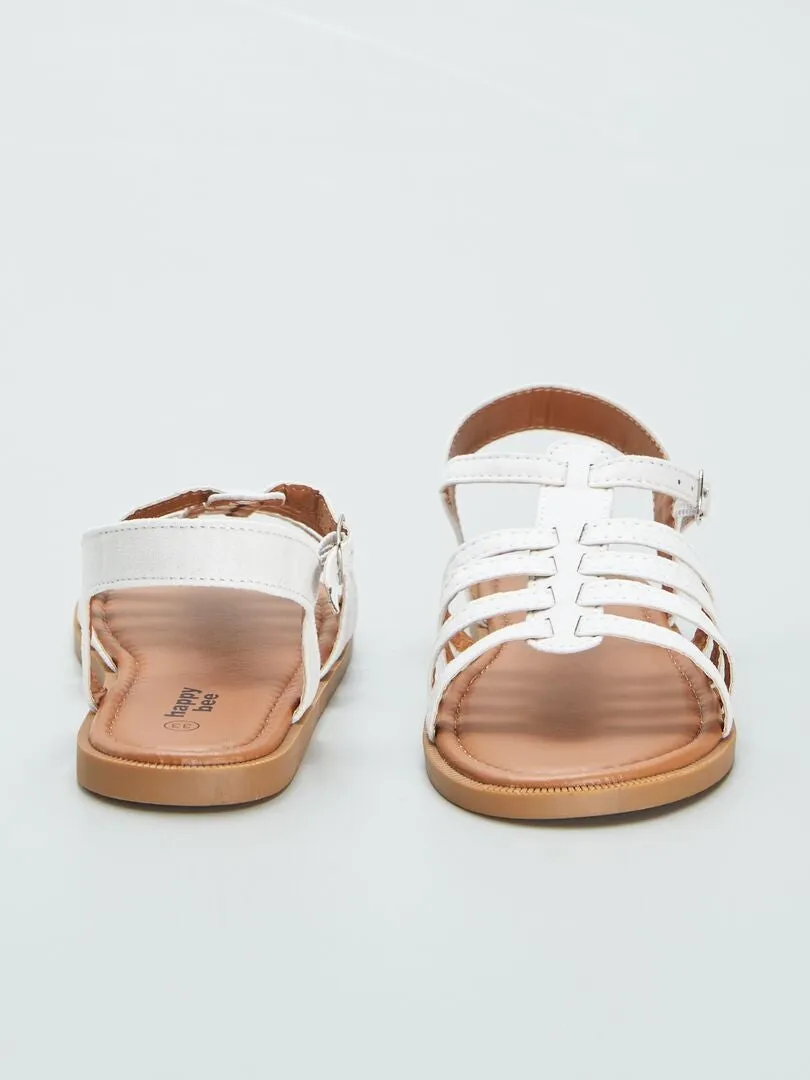 SANDALIAS PLANAS CON VARIAS TIRAS  BLANCO