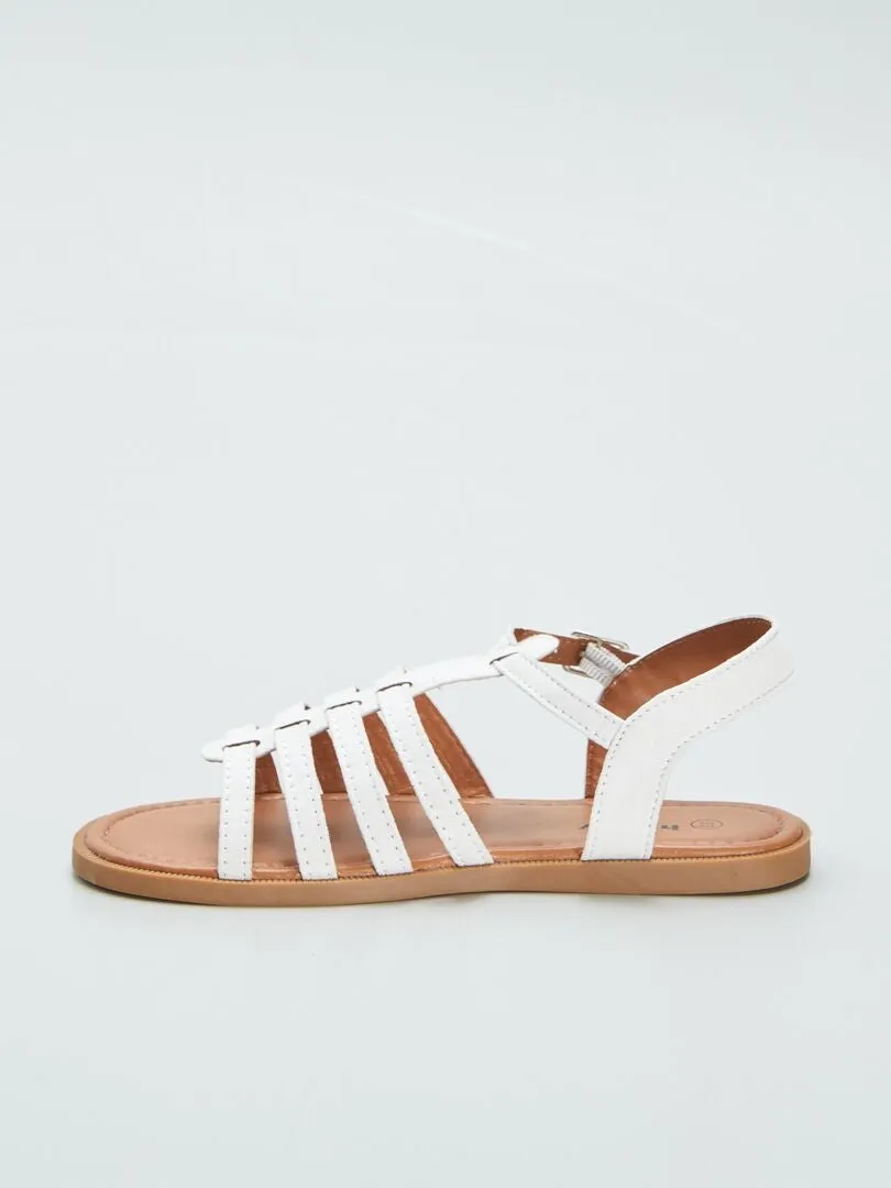 SANDALIAS PLANAS CON VARIAS TIRAS  BLANCO