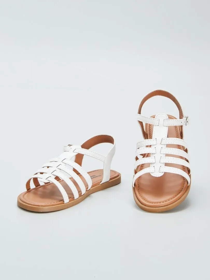SANDALIAS PLANAS CON VARIAS TIRAS  BLANCO