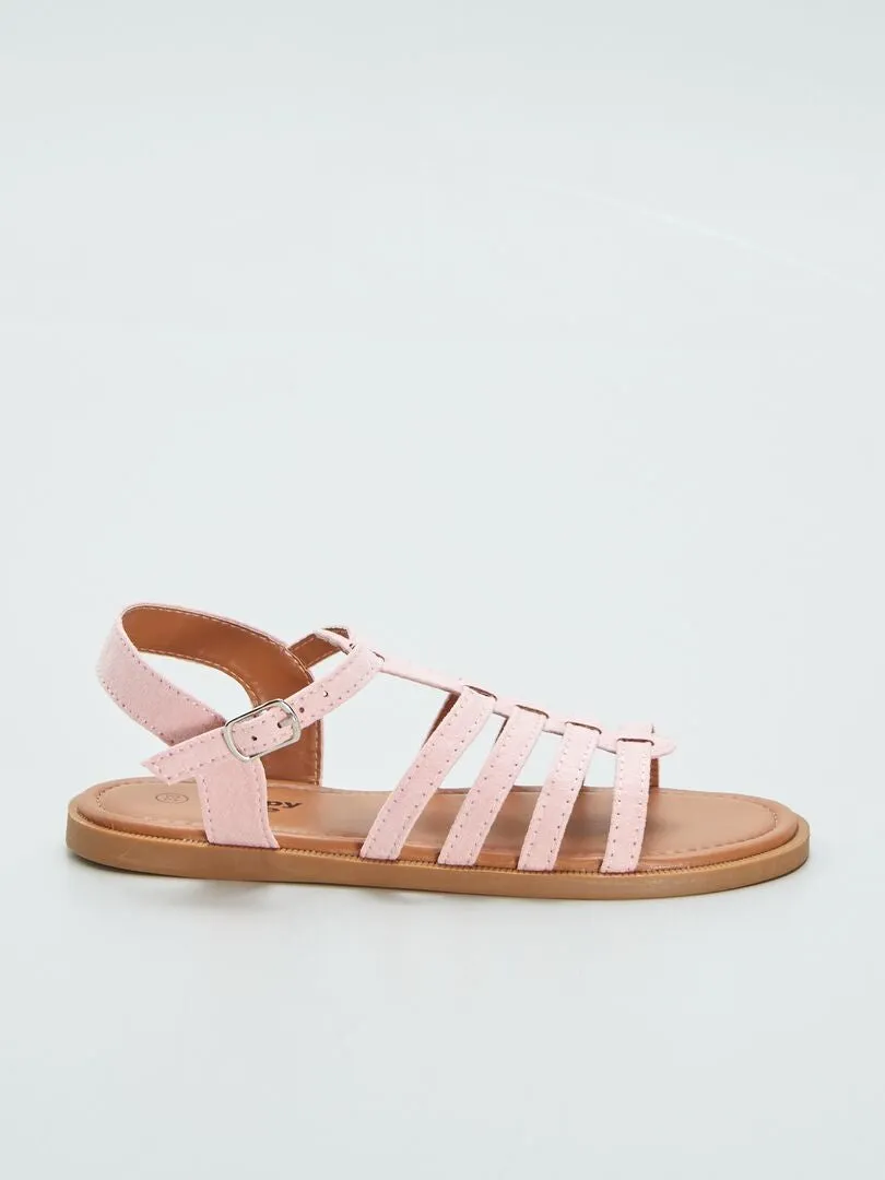 SANDALIAS PLANAS CON VARIAS TIRAS  ROSA