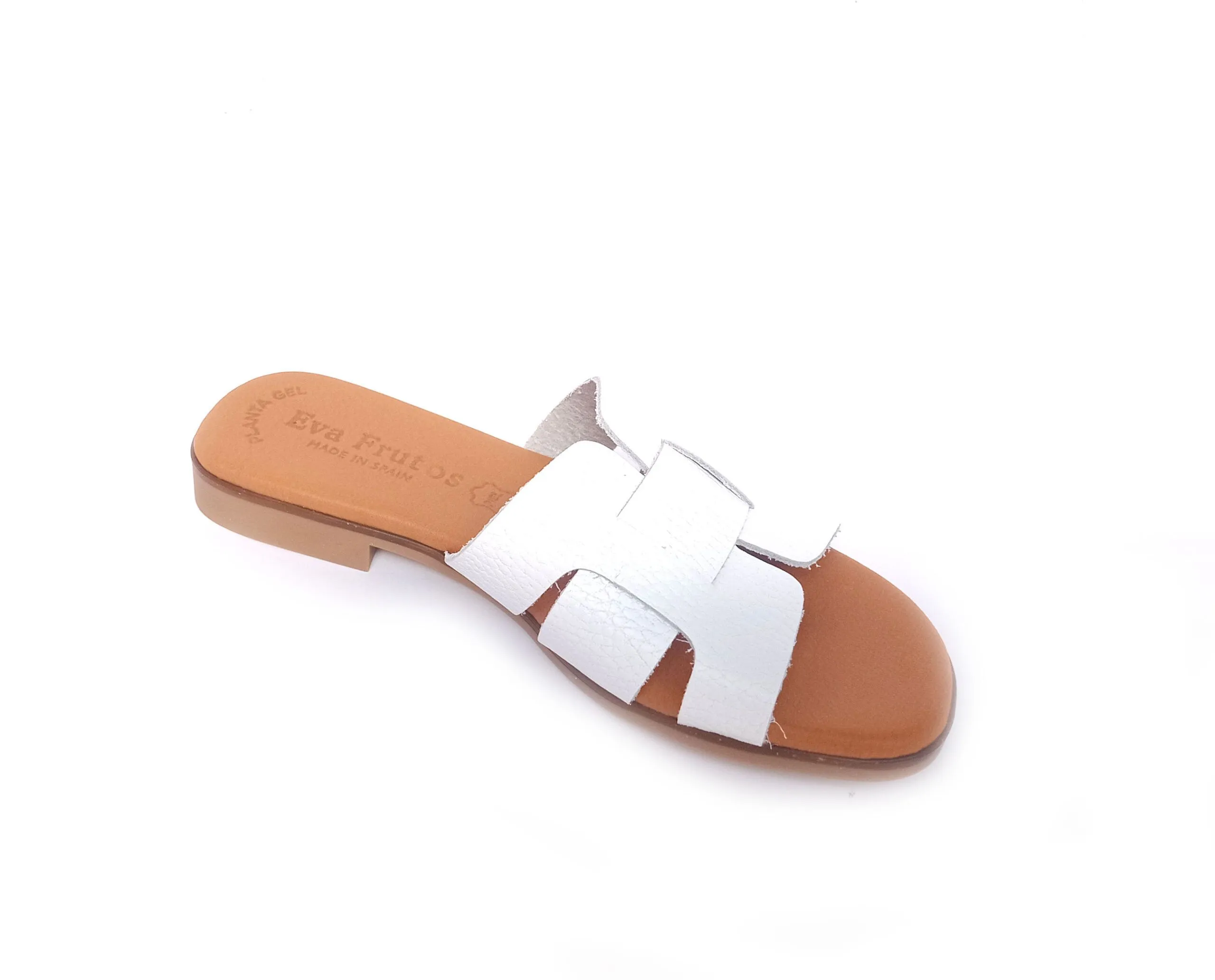 Sandalias planas en piel EVA FRUTOS grabado blanco