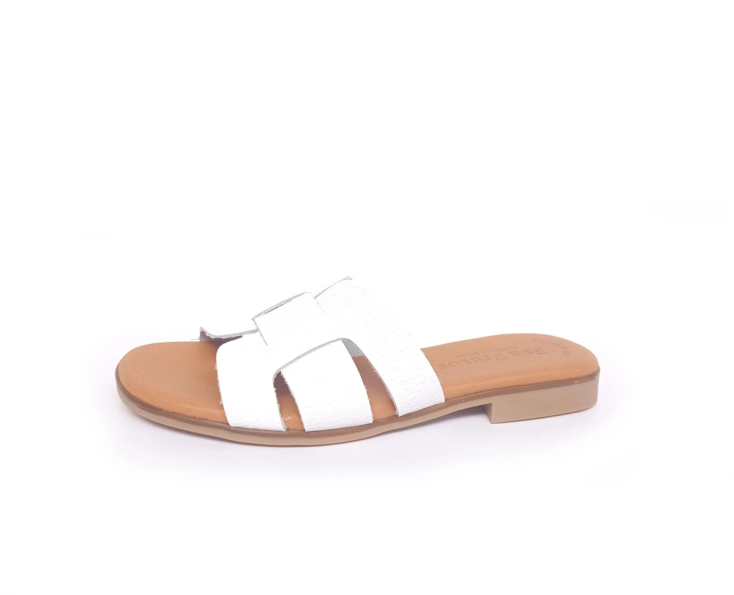 Sandalias planas en piel EVA FRUTOS grabado blanco