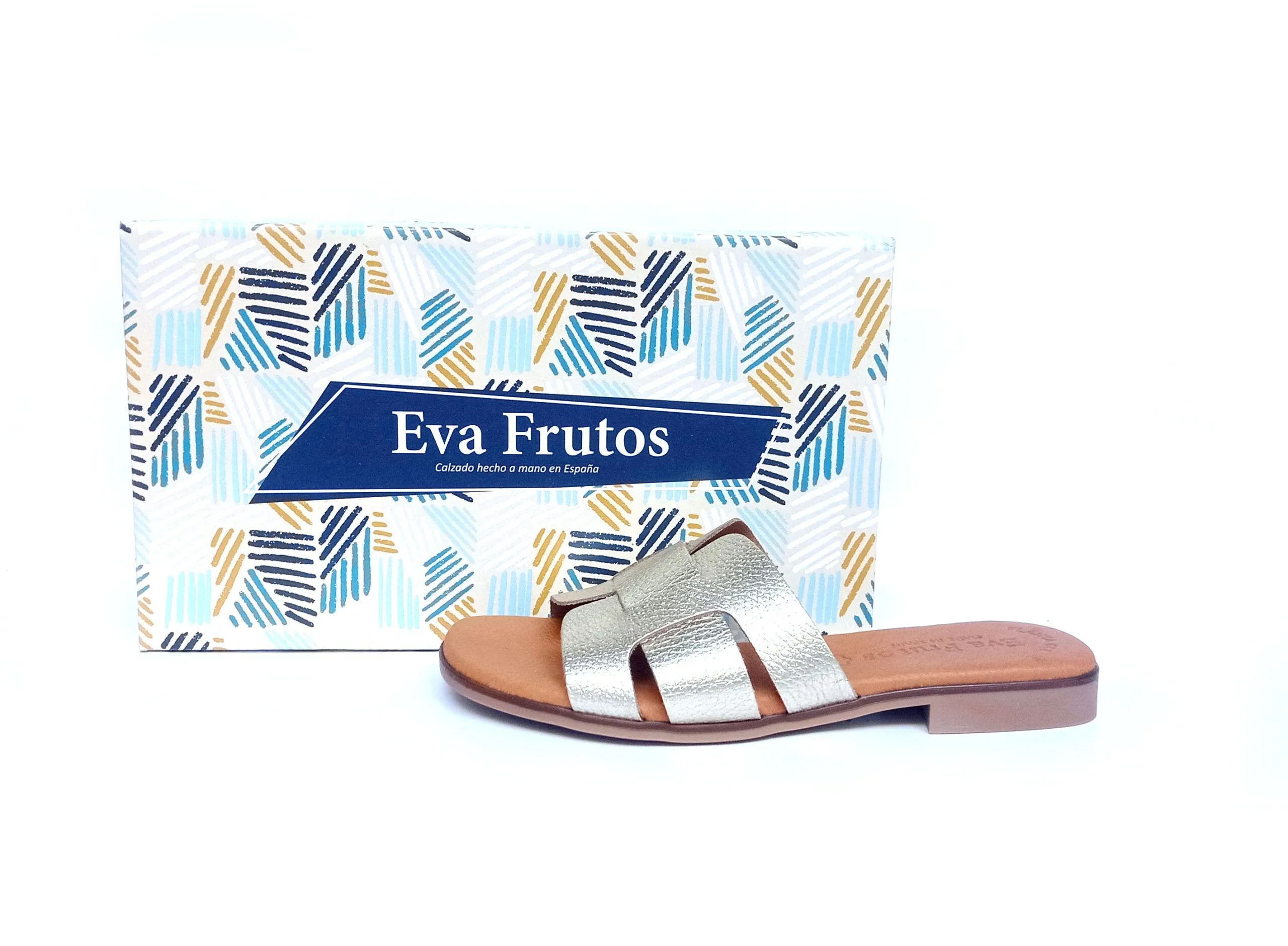 Sandalias planas en piel EVA FRUTOS grabado oro