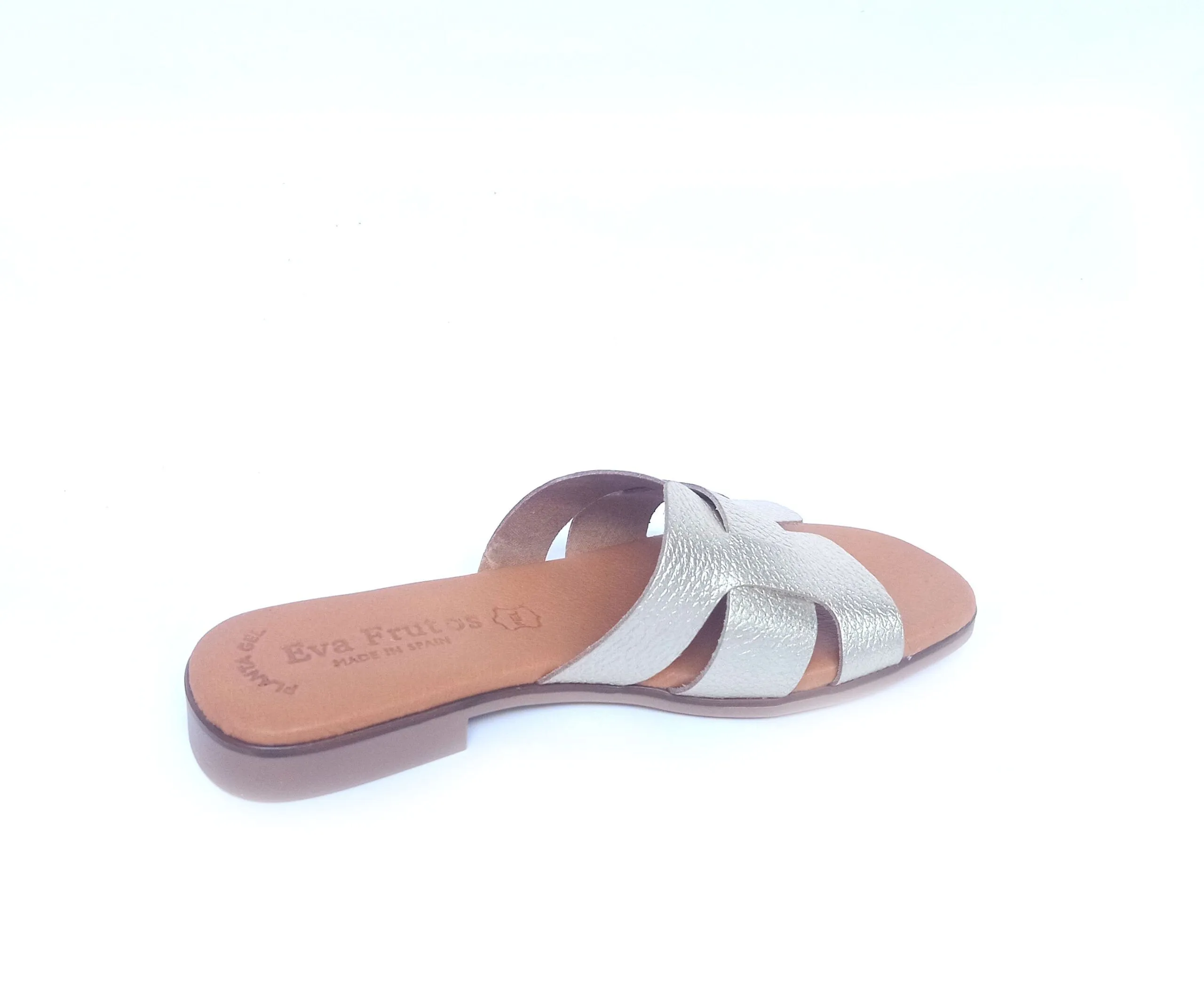 Sandalias planas en piel EVA FRUTOS grabado oro