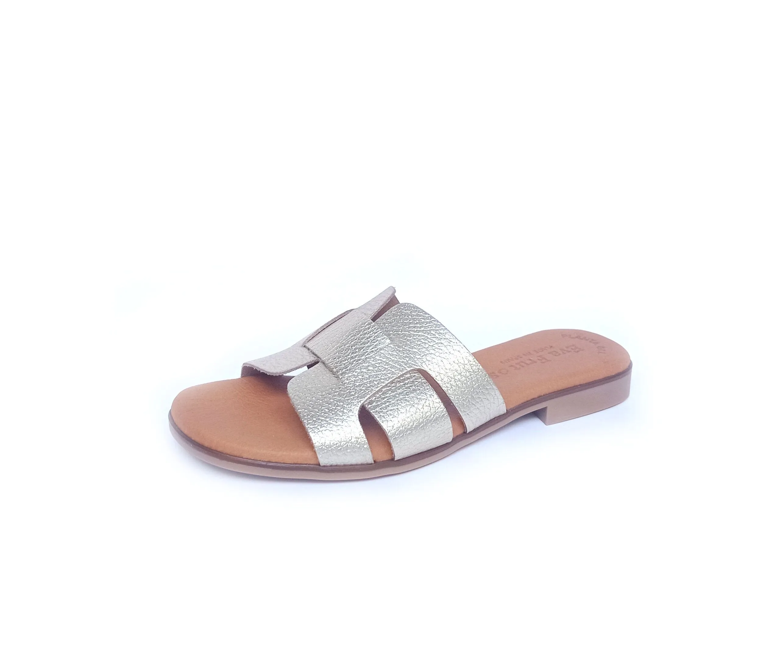 Sandalias planas en piel EVA FRUTOS grabado oro