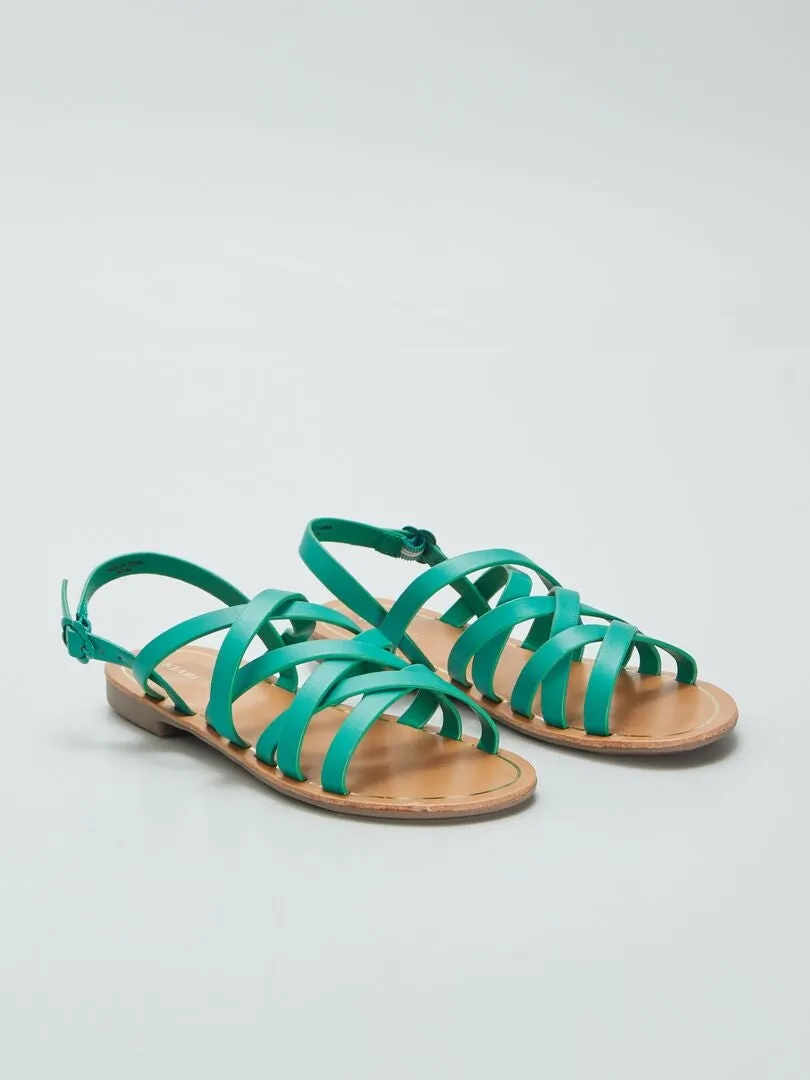 SANDALIAS PLANAS MULTITIRAS  VERDE