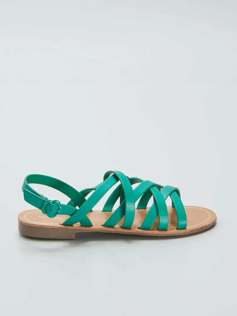 SANDALIAS PLANAS MULTITIRAS  VERDE