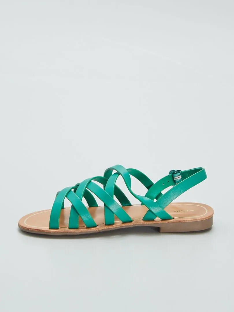 SANDALIAS PLANAS MULTITIRAS  VERDE