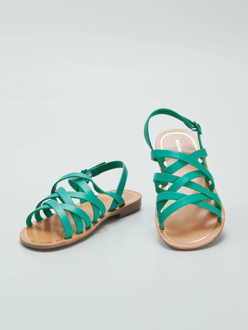 SANDALIAS PLANAS MULTITIRAS  VERDE