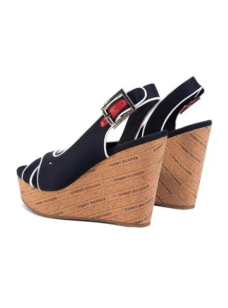 sandalias tommy hilfiger basic wedge azul 