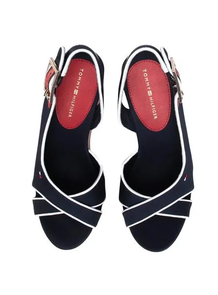 sandalias tommy hilfiger basic wedge azul 